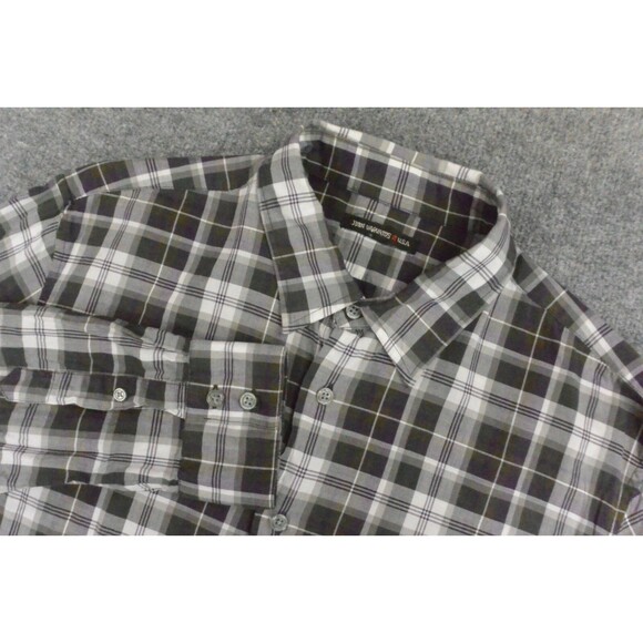 John‎ Varvatos Shirt Mens Large Black White Plaid Made in USA - Picture 1 of 10